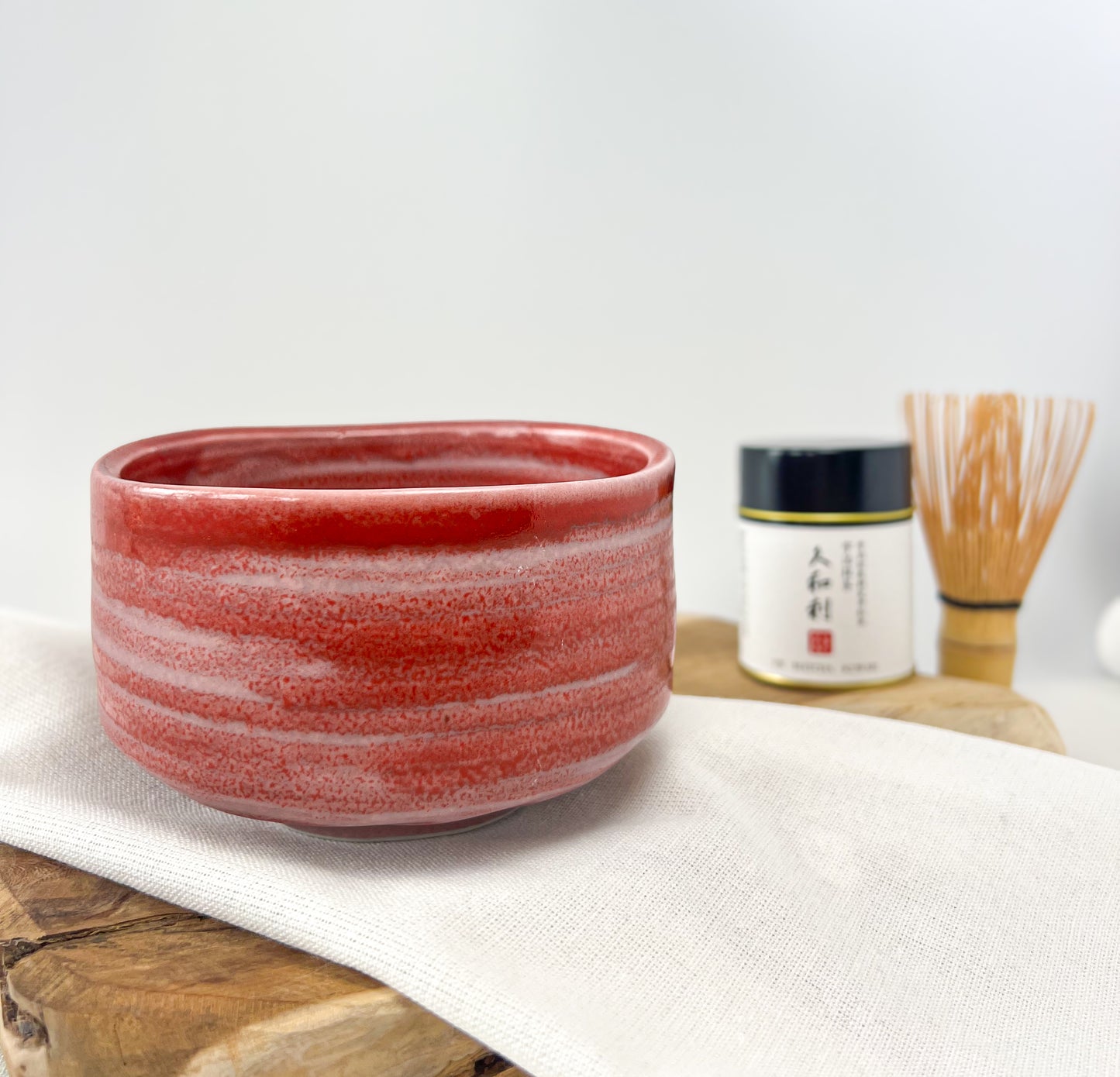 Miska na matchu - chawan v krásné červené glazuře, ruční práce